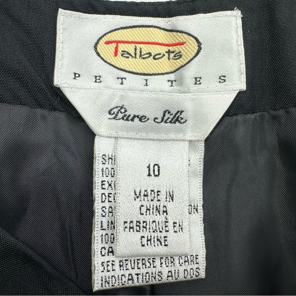 Talbots Pure Silk Embroidered Ankle Cropped Pants Womens 10P Black Lined - Picture 4 of 9